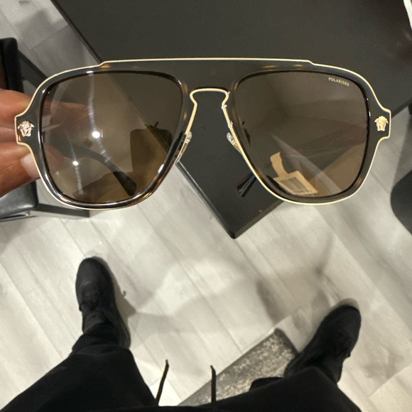 Versace Black and Gold Designer Sunglasses